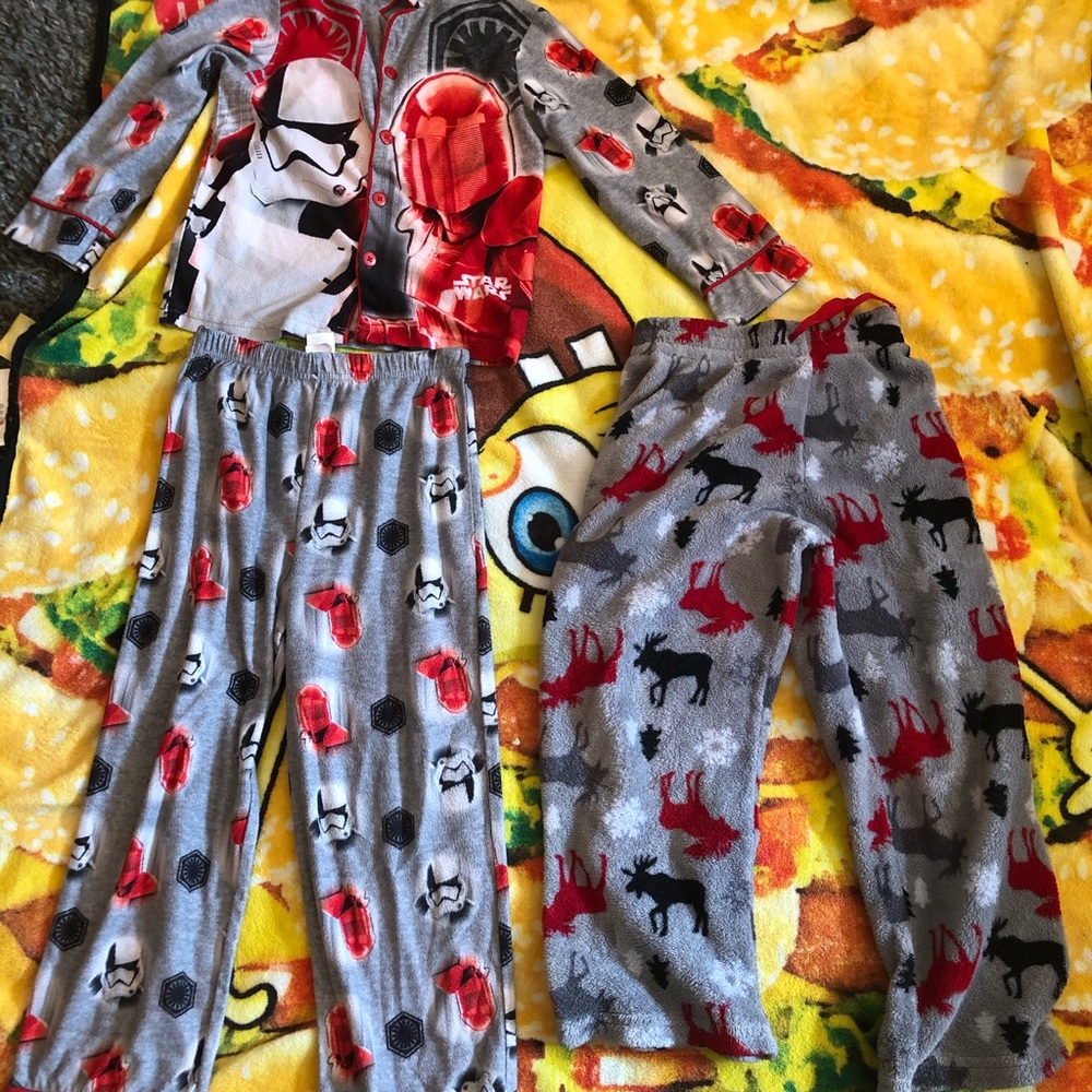 Big boys on set Star Wars and jammie bottoms size 6 small